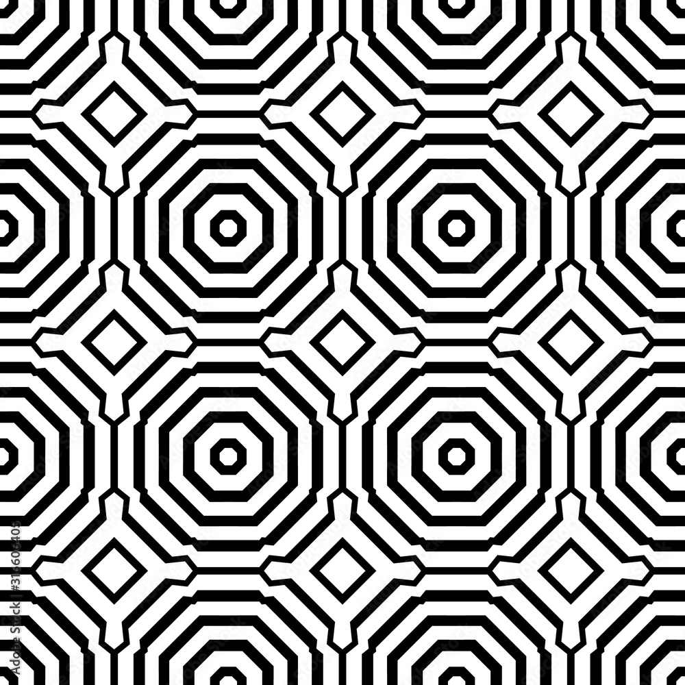 Poster abstract seamless geometric pattern. optical illusion of image volume. smooth transition of one figu