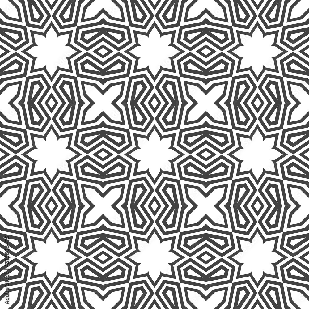 Poster abstract seamless geometric pattern. optical illusion of image volume. smooth transition of one figu