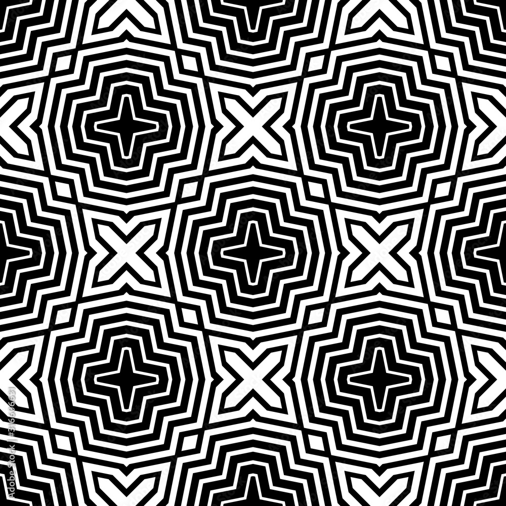 Poster abstract seamless geometric pattern. optical illusion of image volume. smooth transition of one figu