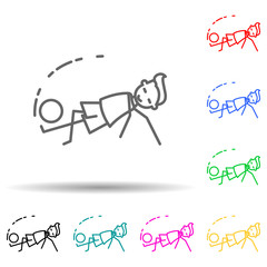 footballer in subcategory multi color style icon. Simple thin line, outline vector of soccer in action icons for ui and ux, website or mobile application