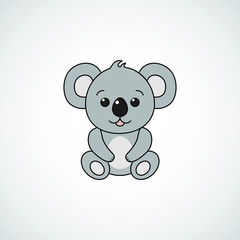 Cute koala face cartoon icon, vector illustration isolated