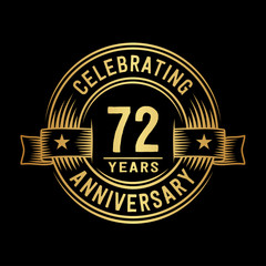 72 years anniversary celebration logotype. Vector and illustration.