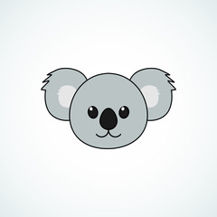 Cute koala face cartoon icon, vector illustration isolated
