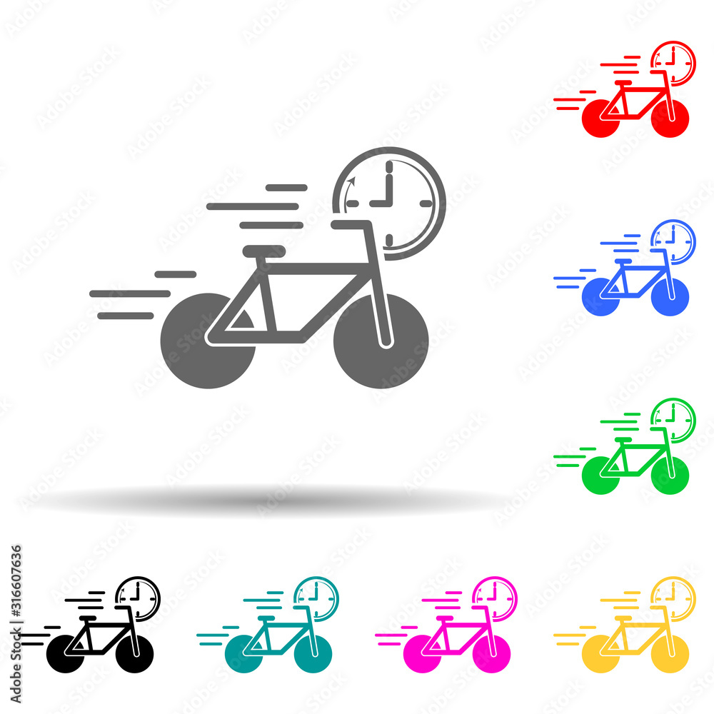 Poster bike speed multi color style icon. simple glyph, flat vector of speed icons for ui and ux, website o