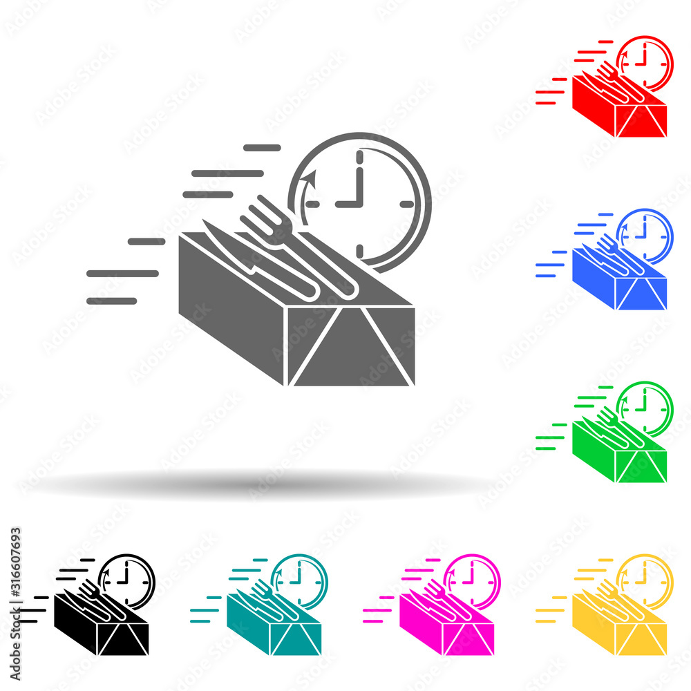Poster takeaway delivery speed multi color style icon. simple glyph, flat vector of speed icons for ui and 