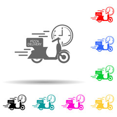 pizza delivery motorbike speed multi color style icon. Simple glyph, flat vector of speed icons for ui and ux, website or mobile application