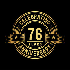 76 years anniversary celebration logotype. Vector and illustration.