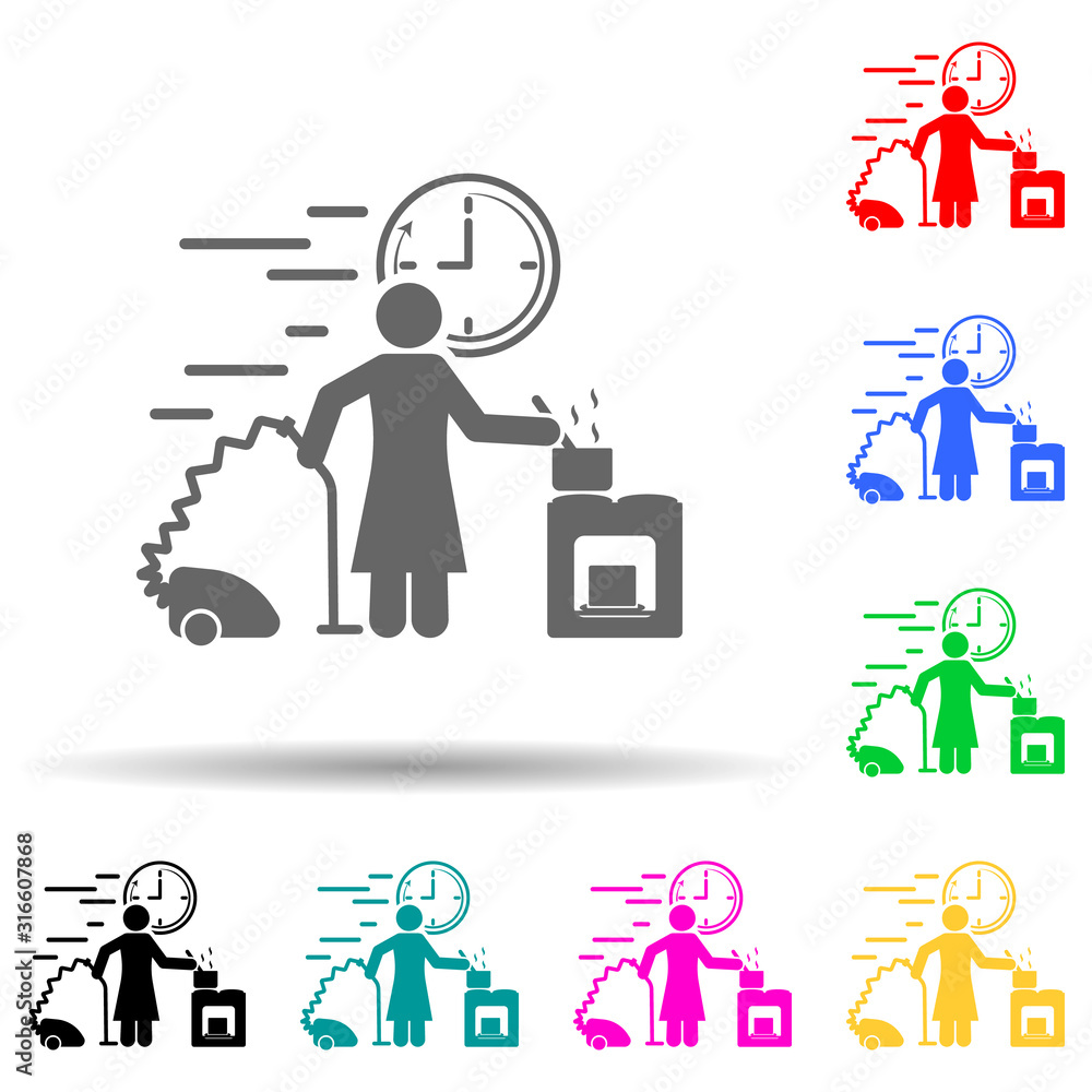 Aufkleber speed cooking cleaning multi color style icon. simple glyph, flat vector of speed icons for ui and u