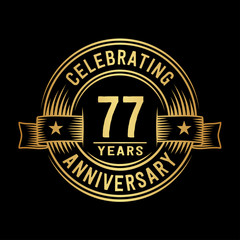 77 years anniversary celebration logotype. Vector and illustration.