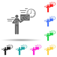 business talking worker speed multi color style icon. Simple glyph, flat vector of speed icons for ui and ux, website or mobile application