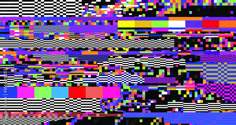 Aufkleber Abstract webpunk and vaporwave style background with pixelated glitched screen. Generative computer art.