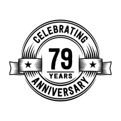 79 years anniversary celebration logotype. Vector and illustration.