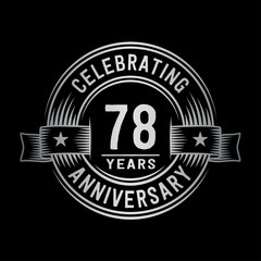 78 years anniversary celebration logotype. Vector and illustration.
