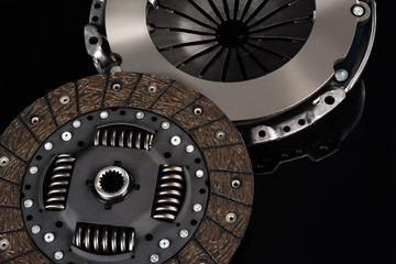 Car or automotive clutch on black background