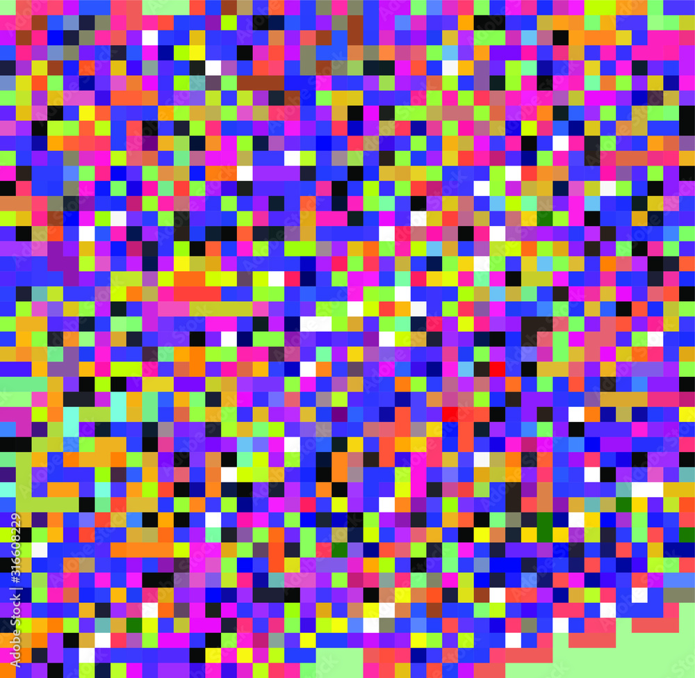 Aufkleber Abstract webpunk and vaporwave style background with pixelated glitched screen. Generative computer art.