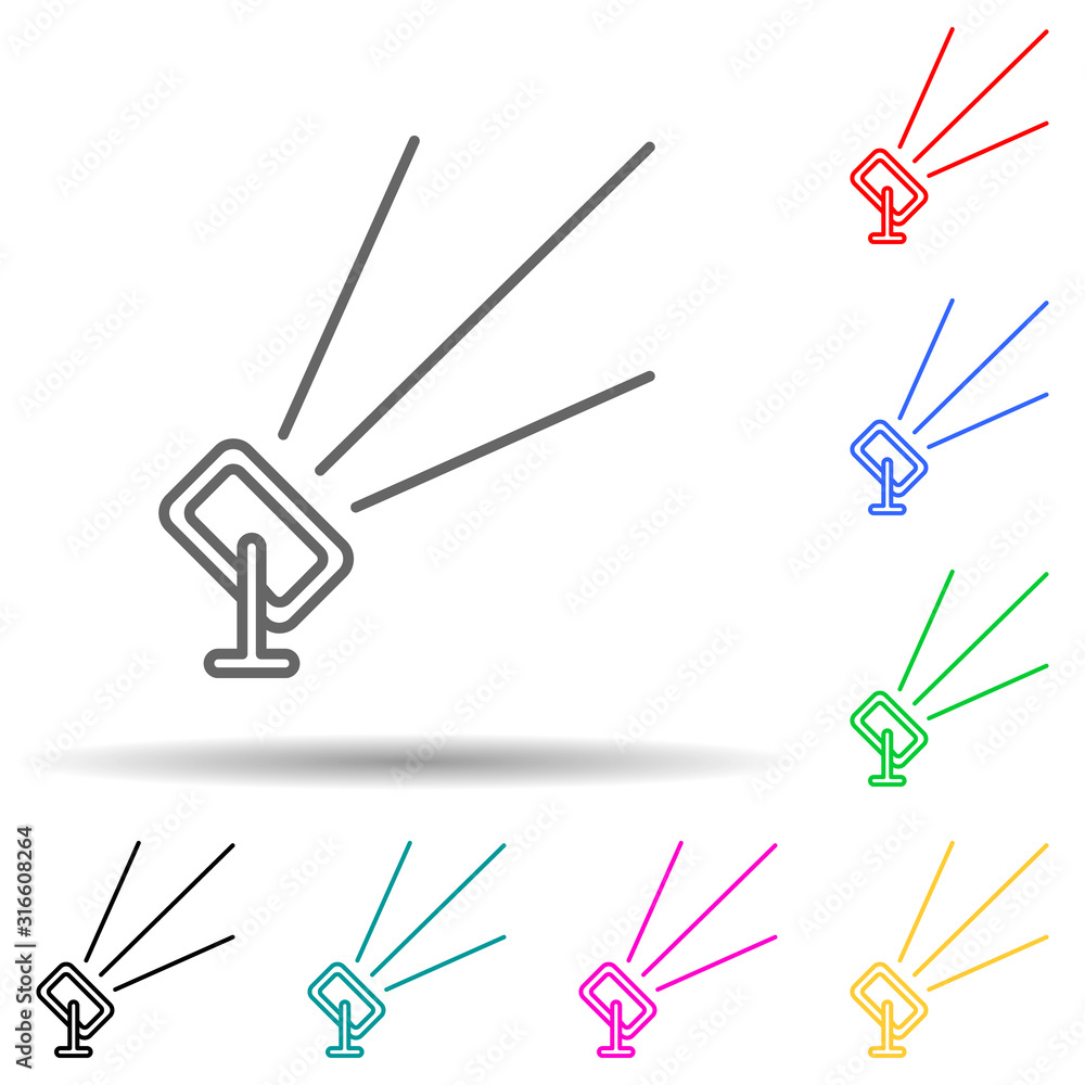 Poster outdoor floodlight multi color style icon. simple thin line, outline vector of spotlight icons for u