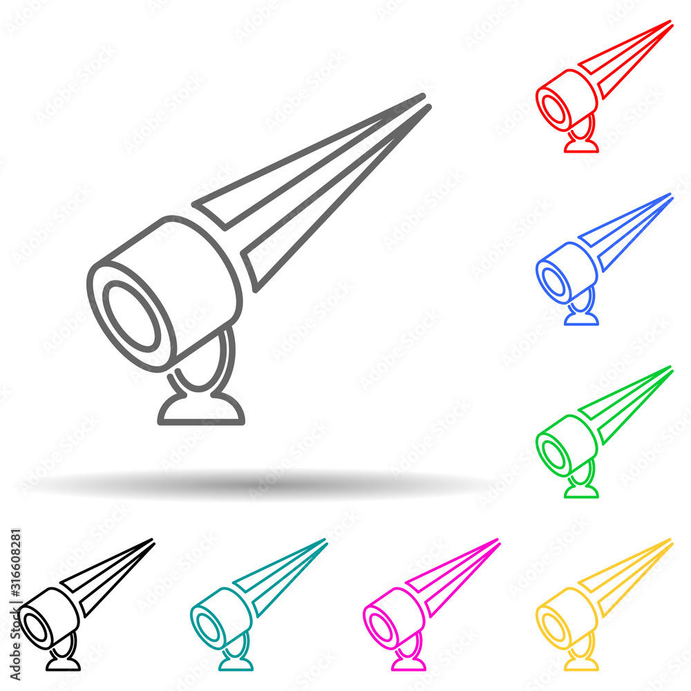 Poster outdoor floodlight multi color style icon. simple thin line, outline vector of spotlight icons for u