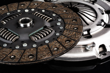Car or automotive clutch on black background