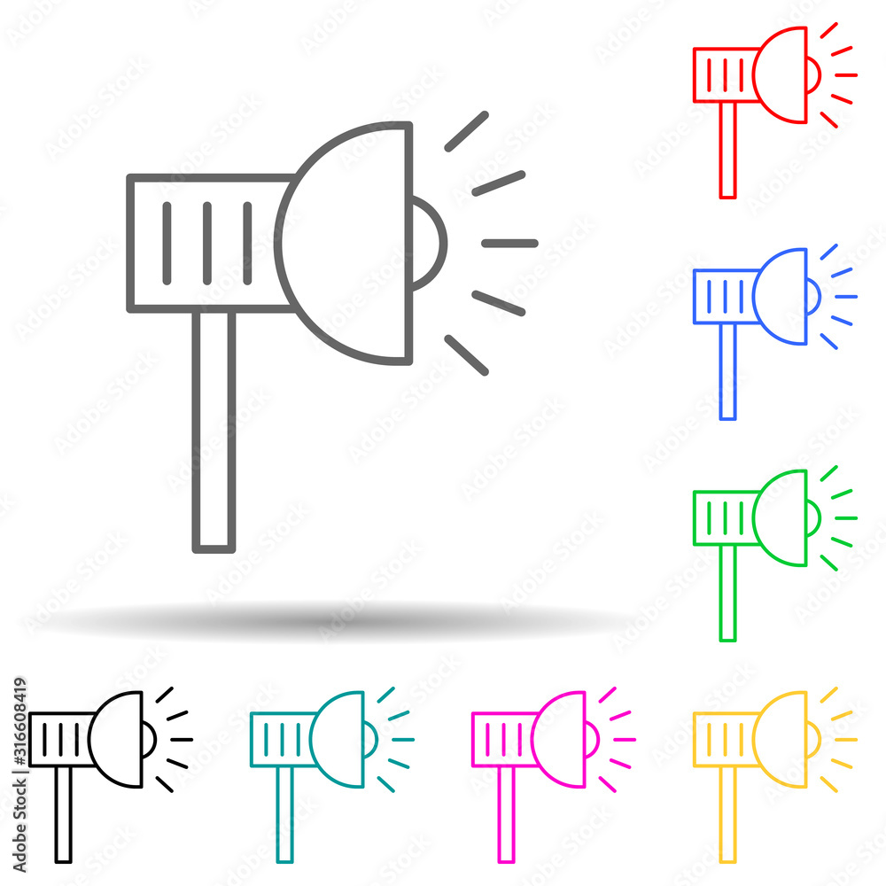 Poster street lamp multi color style icon. simple thin line, outline vector of spotlight icons for ui and u
