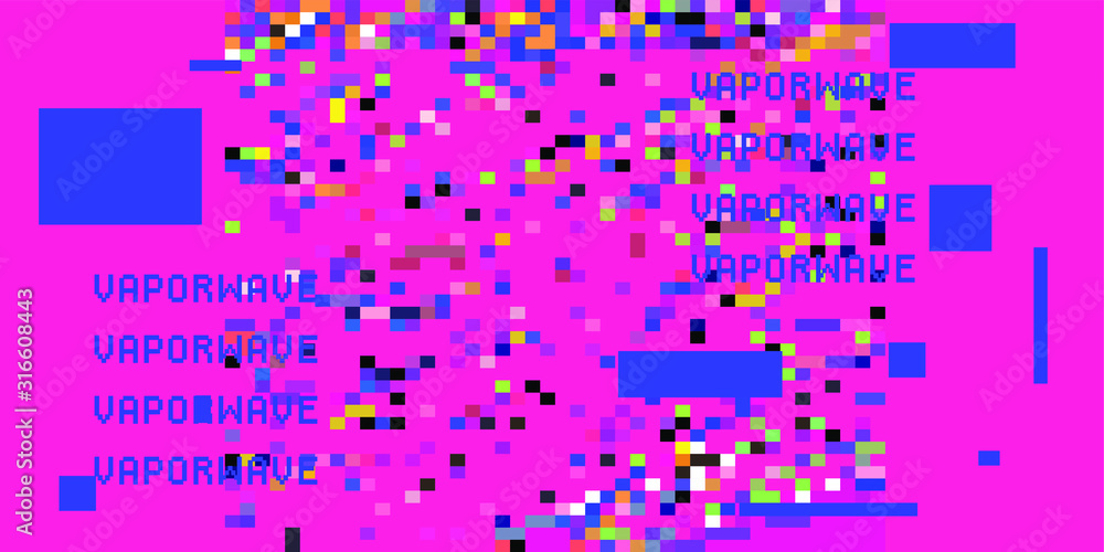 Aufkleber Abstract webpunk and vaporwave style background with pixelated glitched screen. Generative computer art.