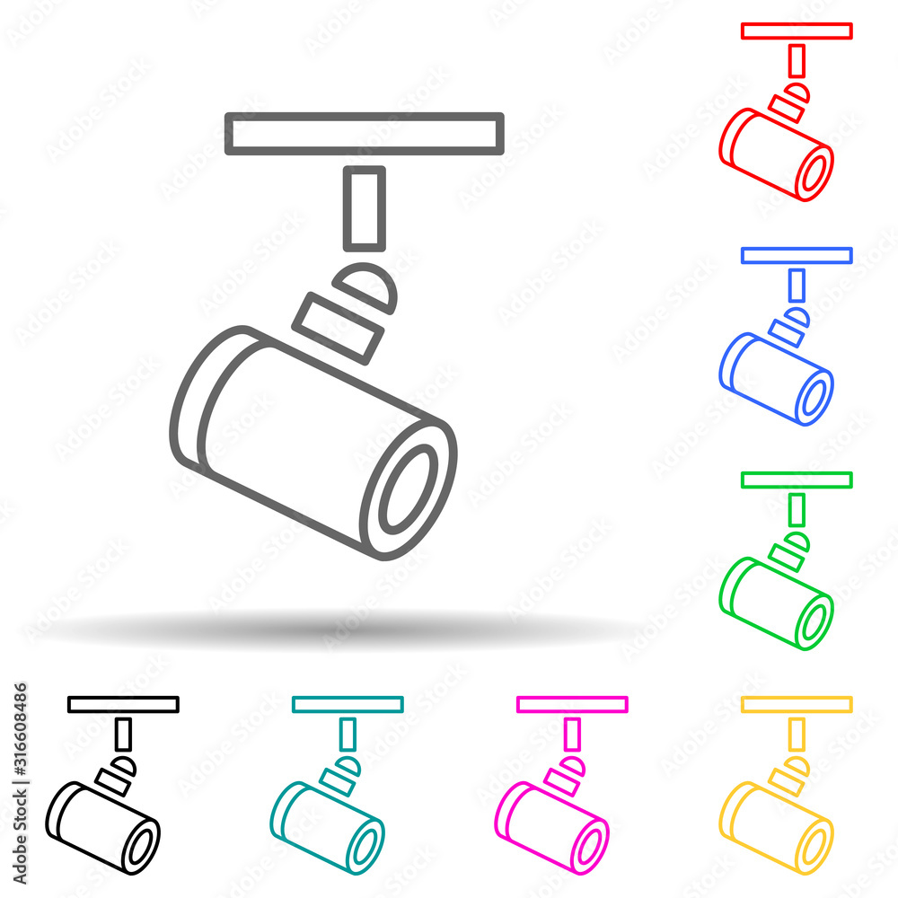 Poster ceiling spot multi color style icon. simple thin line, outline vector of spotlight icons for ui and 