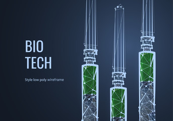 Bio tech, biochemistry low poly illustration