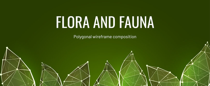 Flora And Fauna Low Poly Vector Banner Template