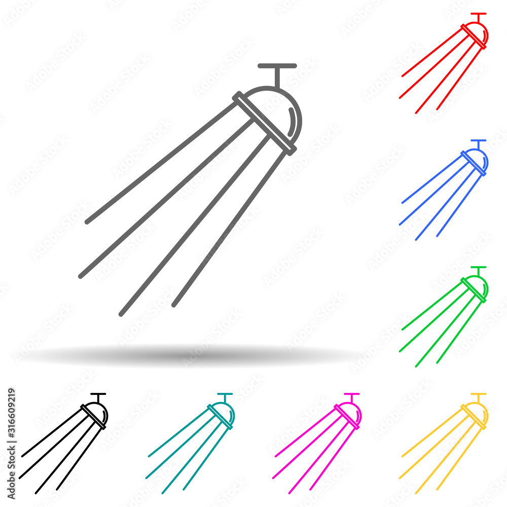 Poster ceiling spotlight multi color style icon. simple thin line, outline vector of spotlight icons for ui