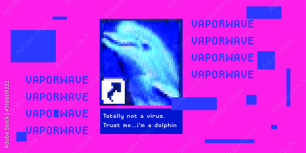 Poster Smiling dolphin icon with text 