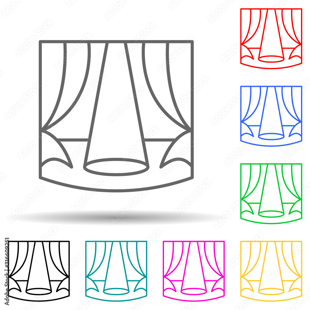 Poster illuminated scene multi color style icon. simple thin line, outline vector of spotlight icons for ui