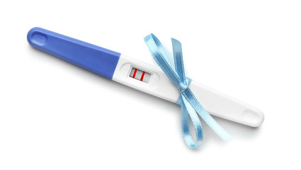 Pregnancy test on white background