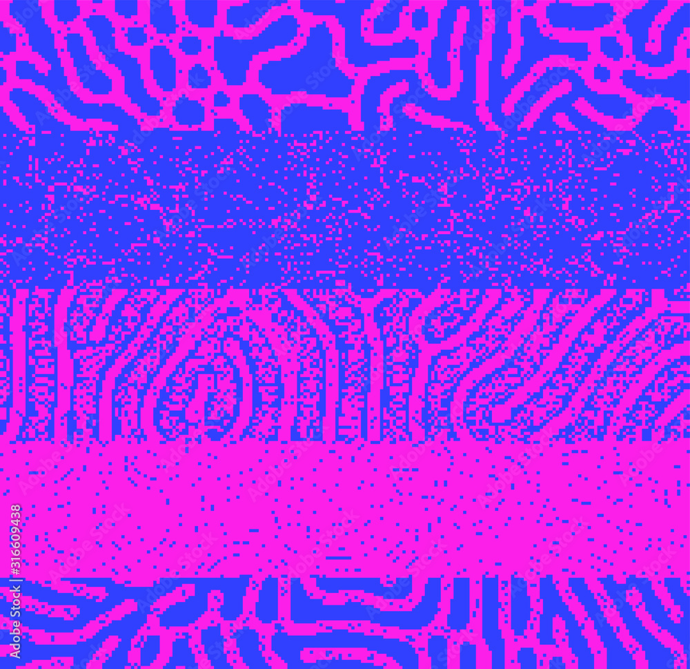 Aufkleber Abstract webpunk and vaporwave style background with pixelated glitched screen. Generative computer art.