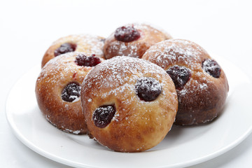 fresh buns on the white plate