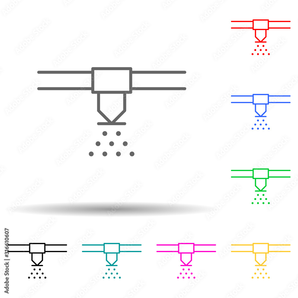 Poster fire sprinkler multi color style icon. simple thin line, outline vector of sprinkler icons for ui an