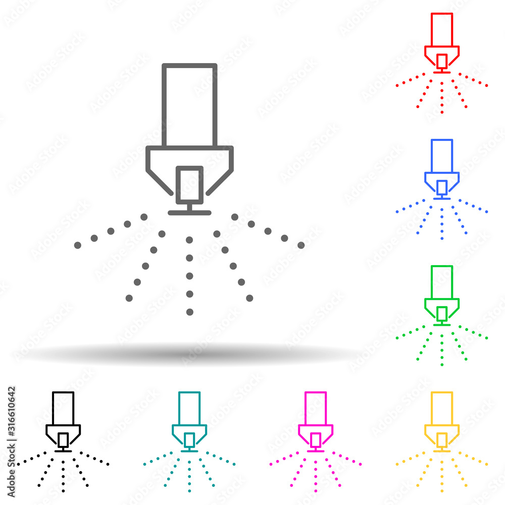 Poster fire sprinkler multi color style icon. simple thin line, outline vector of sprinkler icons for ui an