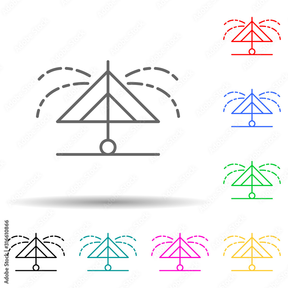 Poster watering of plants multi color style icon. simple thin line, outline vector of sprinkler icons for u