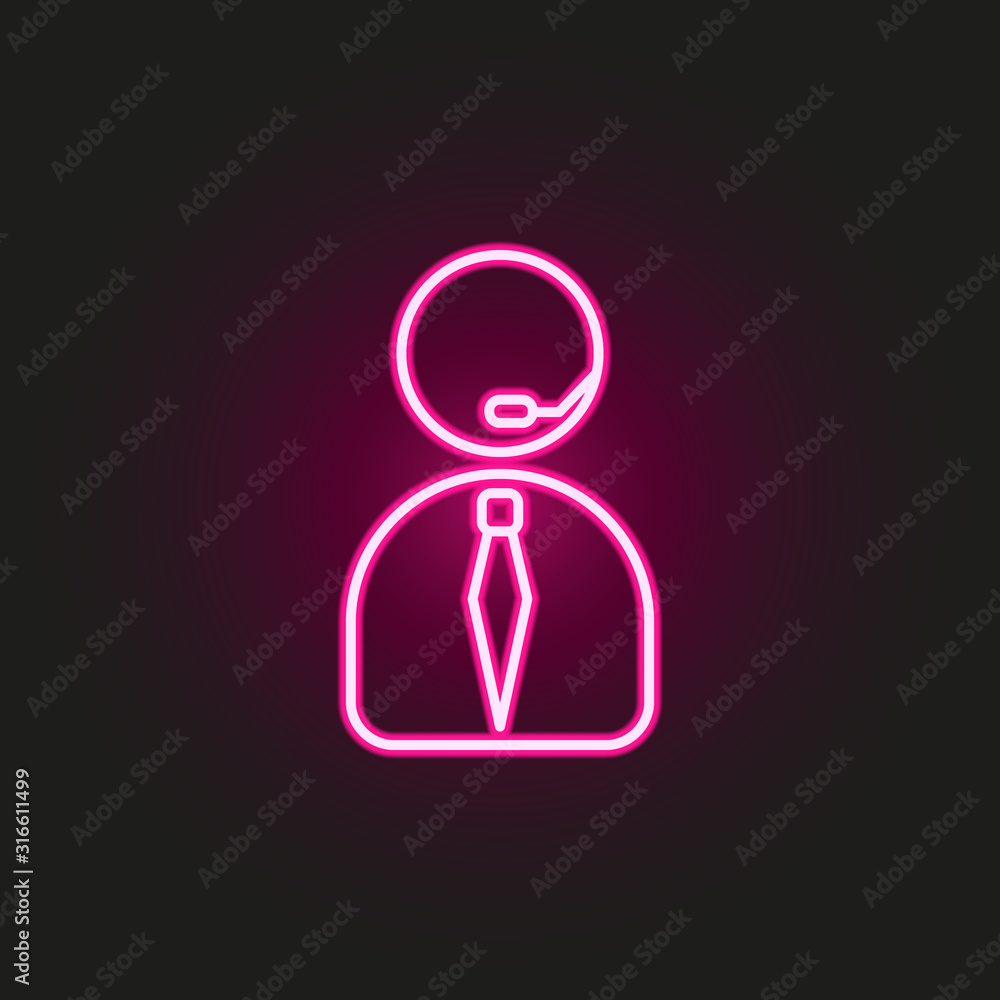 Poster call center, operator neon style icon. simple thin line, outline vector of telecommunication icons f