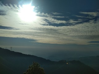 sunset in mountains in himalayan region in Uttarakhand state of India