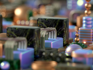 Modern minimalism futuristic background with cubes and balls. 3d illustration, 3d rendering.