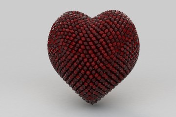  heart made in 3d on white background