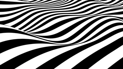 Hallucination. Optical illusion. Twisted illustration. Abstract futuristic background of stripes. Dynamic wave. Vector.