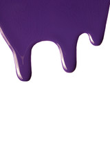 Purple dripped nail polish on a white background.