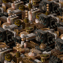 Modern minimalism futuristic background with cubes and balls. 3d illustration, 3d rendering.