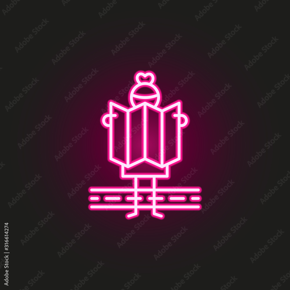 Poster tourist, map neon style icon. simple thin line, outline vector of travel icons for ui and ux, websit