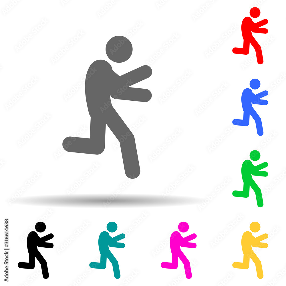 Poster away, escape multi color style icon. simple glyph, flat vector of walking,running people icons for u