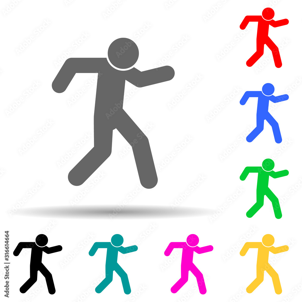 Poster away, run multi color style icon. simple glyph, flat vector of walking,running people icons for ui a