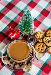Obraz na płótnie Canvas Christmas Cookies and Coffee .Traditional Christmas Biscuits 