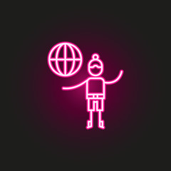 World, Traveler neon style icon. Simple thin line, outline vector of travel icons for ui and ux, website or mobile application
