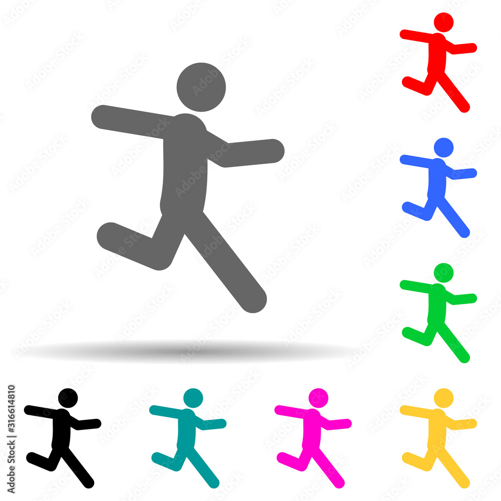 Poster happy, run multi color style icon. simple glyph, flat vector of walking,running people icons for ui 