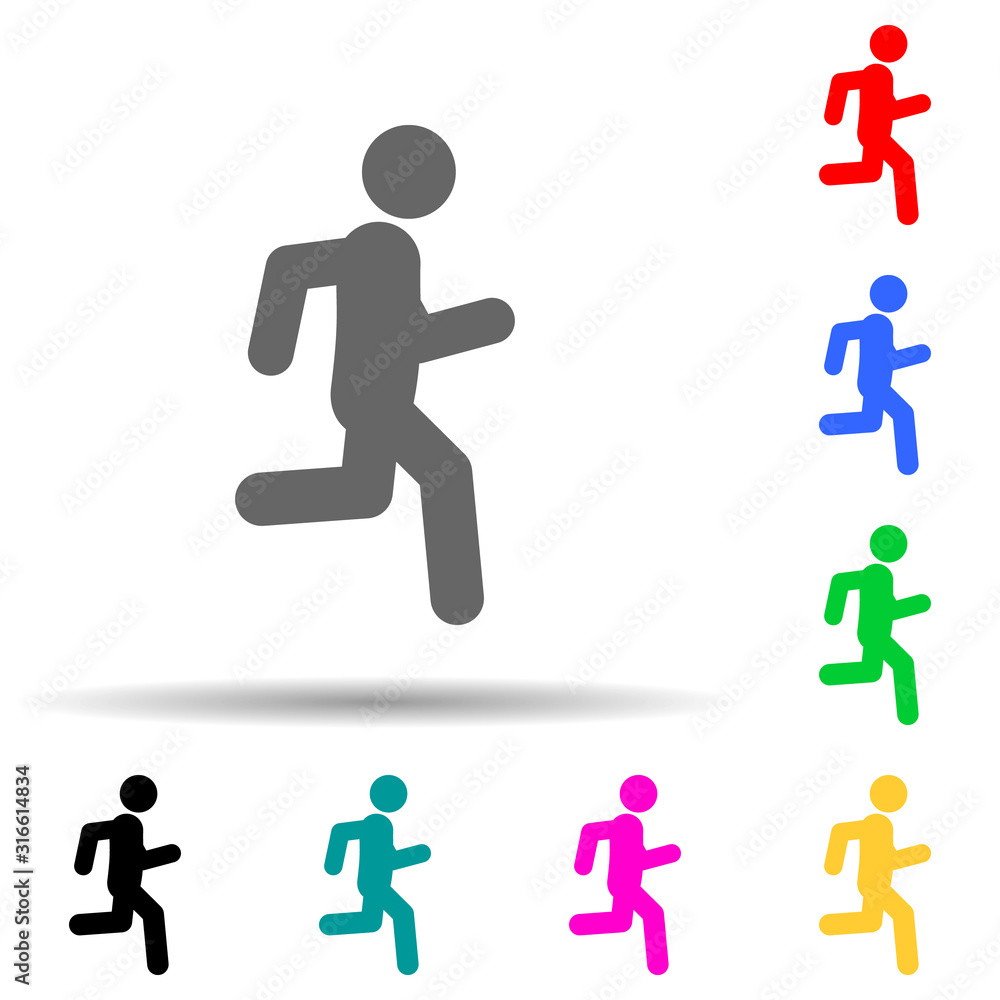 Poster jog, run multi color style icon. simple glyph, flat vector of walking,running people icons for ui an
